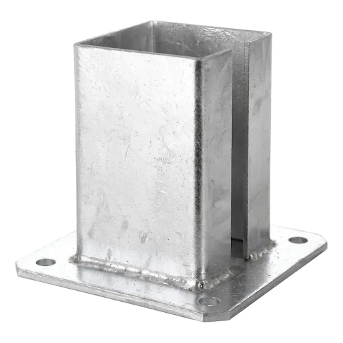 Platine de fixation en acier galvanisé pour poteau de clôture et de portail 100×100 mm 000-789 (1)