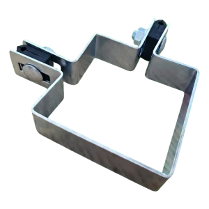 Collier d'angle pour clôture 80×80 mm zingué – kit de montage avec entretoises