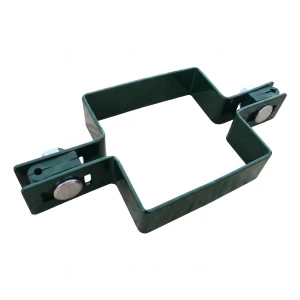 Collier de fixation intermédiaire pour panneaux de clôture, carré 80×80 mm, vert RAL 6005