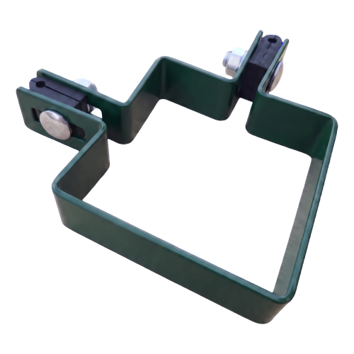 Collier d'angle pour clôture 80×80 mm vert RAL 6005 – kit de fixation complet 001-610 (1)