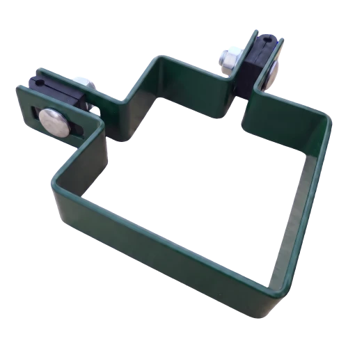 Collier d'angle pour clôture 80×80 mm vert RAL 6005 – kit de fixation complet 001-610 (1)