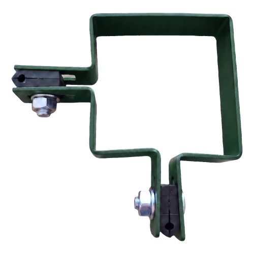 Collier d'angle pour clôture 80×80 mm vert RAL 6005 – kit de fixation complet 001-610 (2)