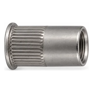Écrou à river en acier inoxydable A2 M10×19,5 mm – petite tête fraisée, fût moleté – carton de 250 pièces