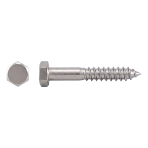 Vis à bois en acier inoxydable A2 DIN 571 10×80 mm – tête hexagonale – carton de 100 pièces