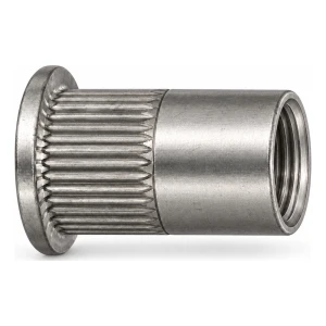 Écrou à river en acier inoxydable A2 M8×16 mm – tête plate, fût moleté – carton de 250 pièces