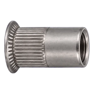 Écrou à river en acier inoxydable A4 M6×16 mm – tête fraisée, fût moleté – carton de 250 pièces