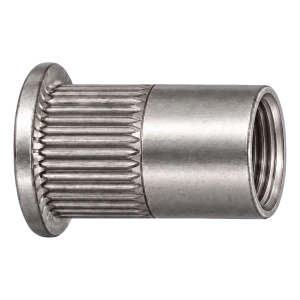 Écrou à river en acier inoxydable A2 M6×16 mm – tête plate, fût moleté – carton de 250 pièces