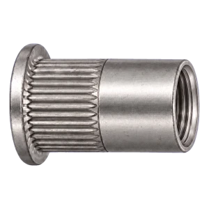 Écrou à river en acier inoxydable A2 M6×14,5 mm – tête plate, fût moleté – carton de 250 pièces