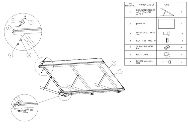 Triangle de montage, réglable - 15-30 horizontal - 980x371x850 PV-09-08 (1)
