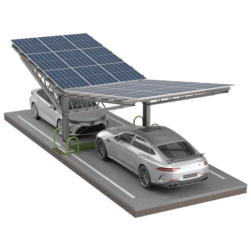 Carport Photovoltaïque pour 2 véhicules T Eco 11,4m x 3,3m Abri Solaire GPV-101-09