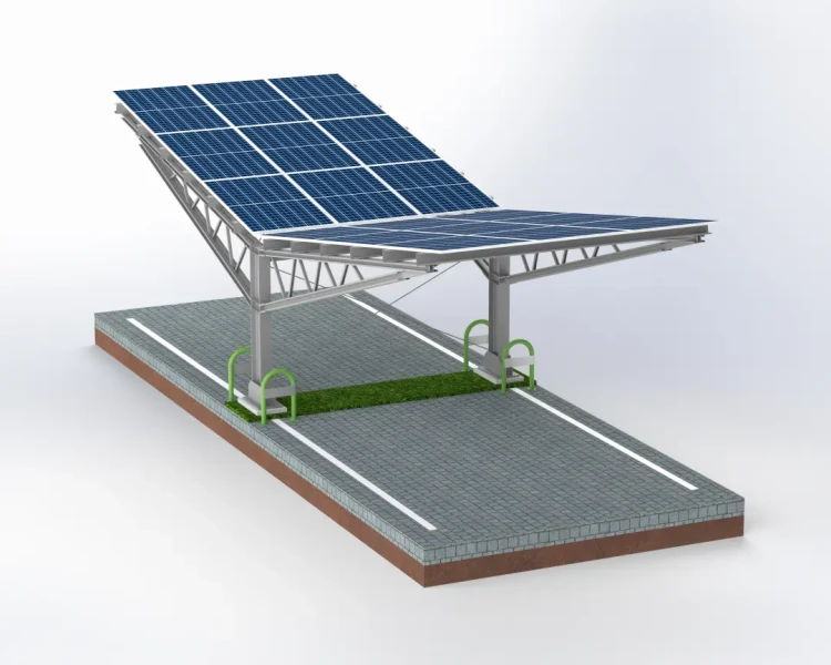 Carport Photovoltaïque pour 2 véhicules T Eco 11,4m x 3,3m Abri Solaire GPV-101-09 (2)
