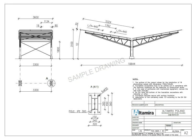 Carport Photovoltaïque pour 2 véhicules T Eco 11,4m x 3,3m Abri Solaire GPV-101-09 (4)