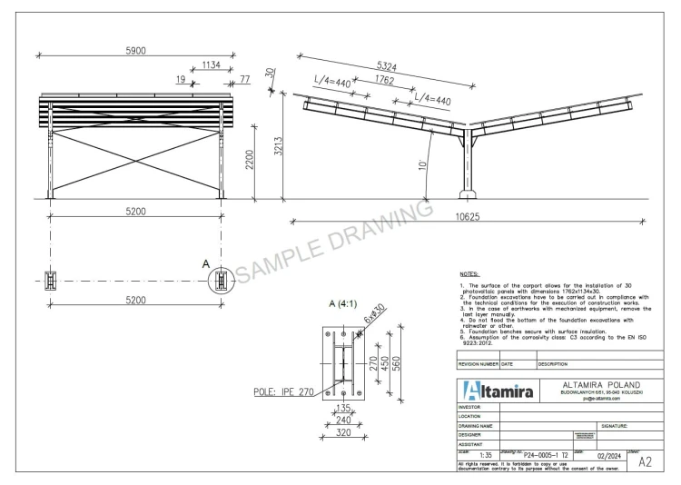 Carport Photovoltaïque pour 4 véhicules T 11,4m x 5,2m Abri Solaire GPV-101-13 (4)