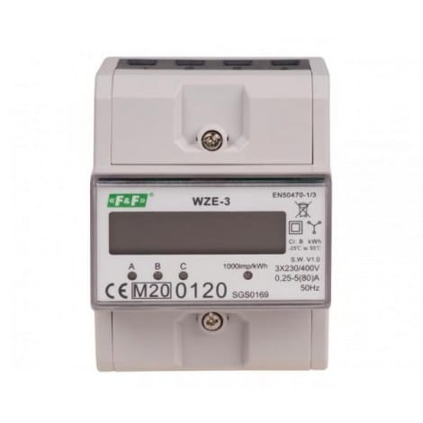 F&F Filipowski Compteur d'électricité triphasé 80A MID GPV-401-77