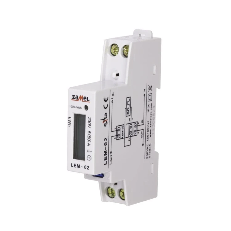 Zamel Compteur d'électricité monophasé LCD 50 A 1-MOD GPV-401-184 (2)