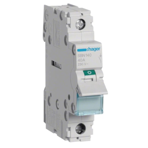 Hager Interrupteur-sectionneur 1-phasé 1P 40A 230V AC GPV-401-227
