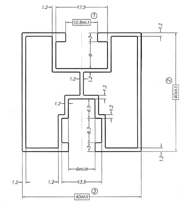 Profil en aluminium 195cm 40x40 pour vis à tête hexagonale PV-01-16 (4)