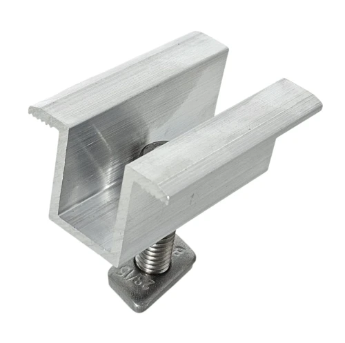 Pince centrale H25 L50 brute avec vis M8x20 et insert pour panneaux de 30mm PV-04-16