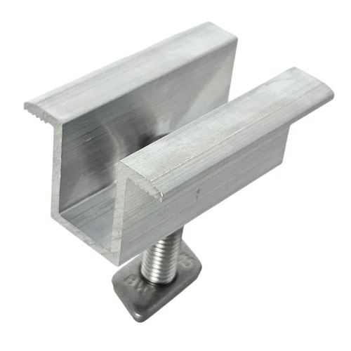 Pince centrale H25 L50 brute avec vis M8x25 et insert pour panneaux de 35mm PV-04-17