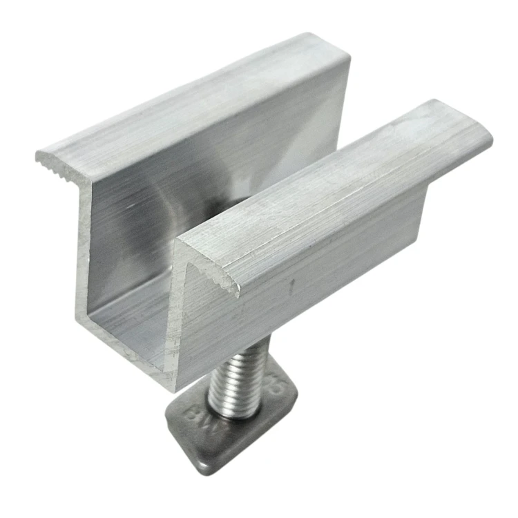 Pince centrale H25 L50 brute avec vis M8x25 et insert pour panneaux de 35mm PV-04-17