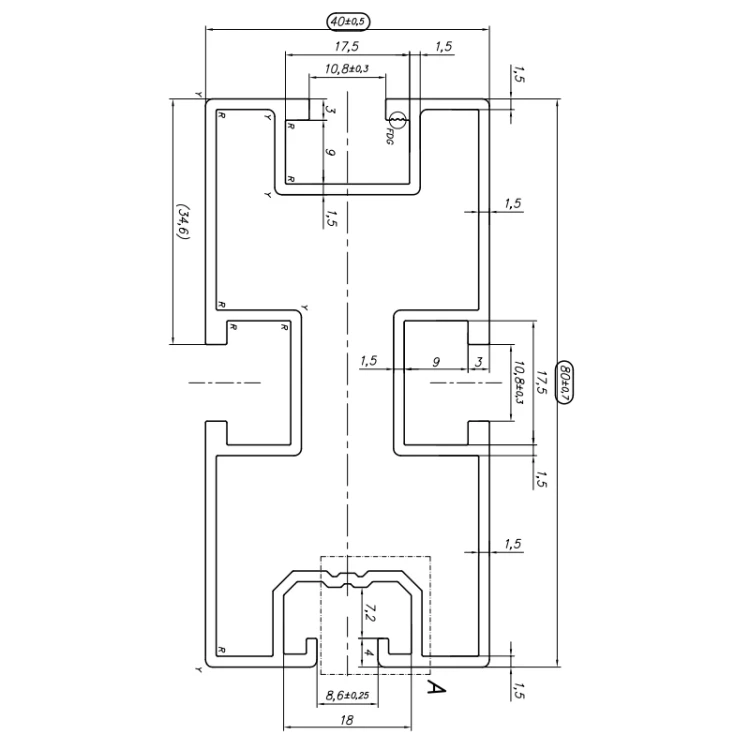 Profil en aluminium 195cm 80x40 pour vis à tête hexagonale 90443 PV-01-34 (2)