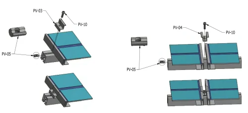 Pince centrale H24 aluminium 6060 trou M8 Anodisé PV-04-02 (4)