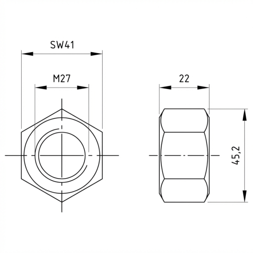 Écrou hexagonal M27 DIN 934 A2-70 000-056 (2)