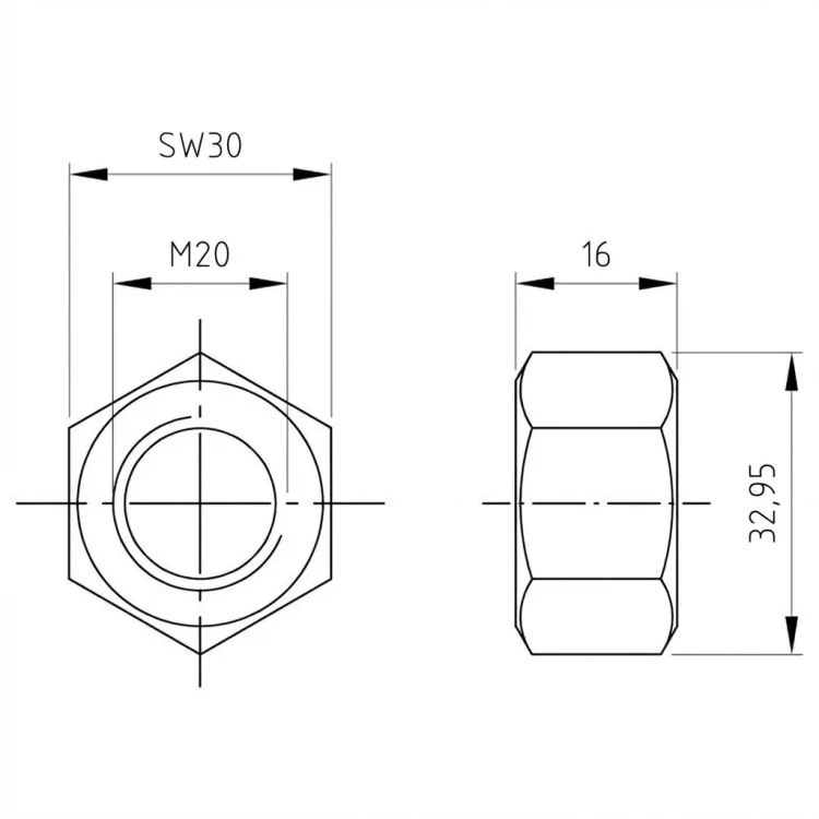 Écrou hexagonal M20 DIN 934 A4-80 000-074 (3)