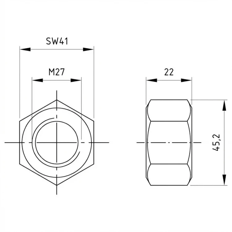 Écrou hexagonal M27 DIN 934 A4-70 000-076 (2)