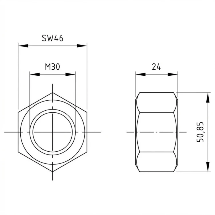 Écrou hexagonal M30 DIN 934 A4-50 000-077 (2)
