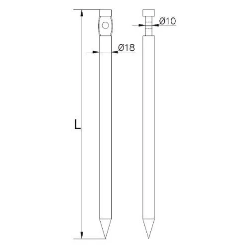 Piquet à enfoncer simple l=35cm acier galvanisé électrolytiquement 000-164 (2)