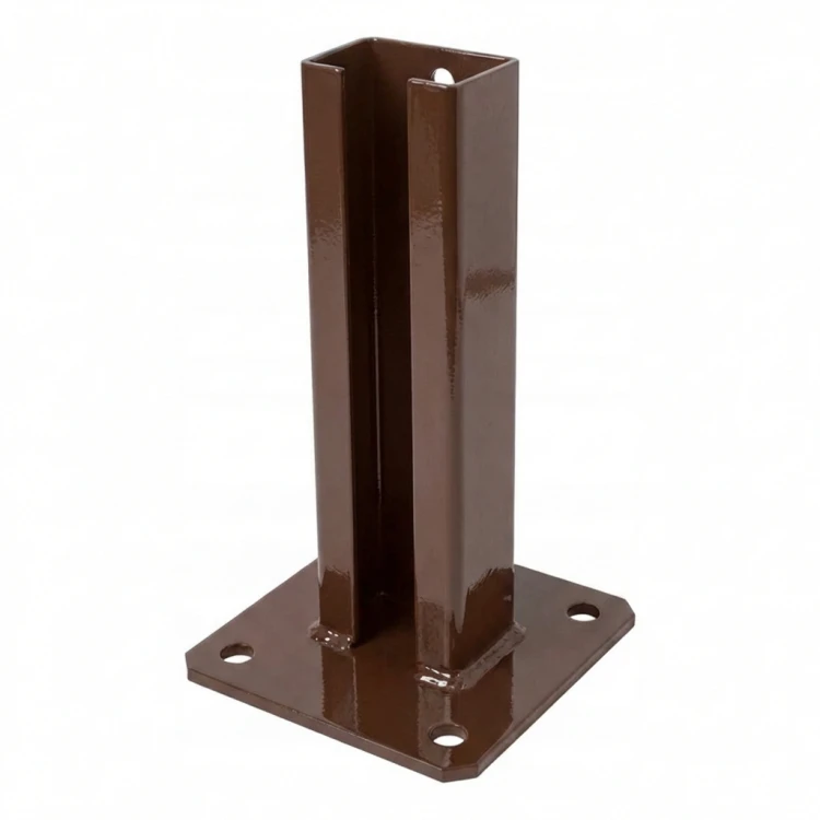Base de poteau de clôture 60x40 marron RAL 8017 galvanisée 000-154 (1)