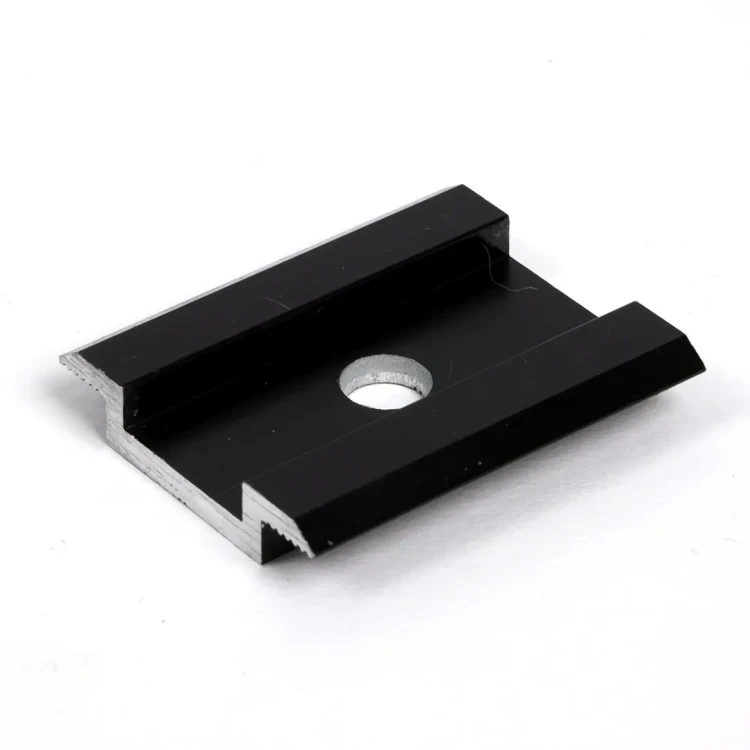 Pince centrale H8 aluminium 6060 trou M8 Anodisé PV-04-04