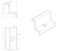 Pince latérale H30 aluminium 6060 trou M8 Anodisé PV-03-02 (2)