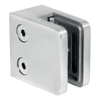 Fixation pour verre 45x45x26 mm, verre 6-10,76 mm, AISI 304, système plat, satiné