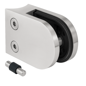 Support de verre 50x40x26 mm avec pin, verre 6-10,76 mm, AISI 304, système 42,4 mm, satiné