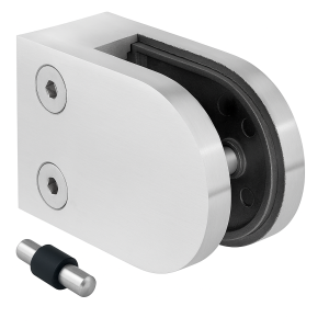 Support pour verre 50x40x26 mm, pin, verre 6-10,76 mm, AISI 304, système plat, satiné