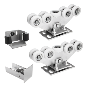 Pack de chariots pour portail coulissant : 2× chariot (9 galets, plastique) + accessoires