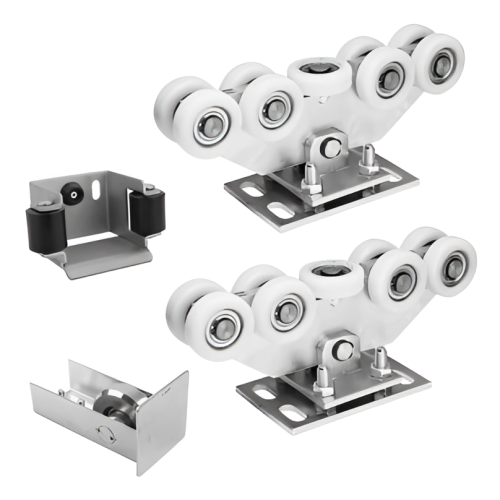 Pack de chariots pour portail coulissant : 2× chariot (9 galets, plastique) + accessoires 000-252 (1)