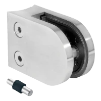 Support de verre 50x40x26 mm avec pin, verre 6-10,76 mm, AISI 304, système 42,4, poli