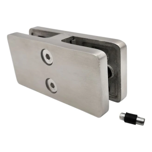Support de verre 180° 95x45x30 mm avec pin verre 6-12,76 mm, AISI 304, satiné