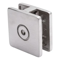 Fixation pour verre 8-10 mm 60x60x28 mm AISI 304. système plat, satiné