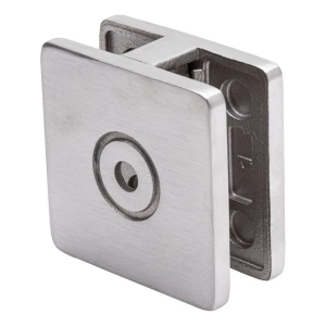Fixation pour verre 8-10 mm 60x60x28 mm AISI 304. système plat, satiné