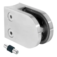 Support pour verre 6-10,76 mm 50x40x26 mm avec pin AISI 304 système 48,3 mm satiné
