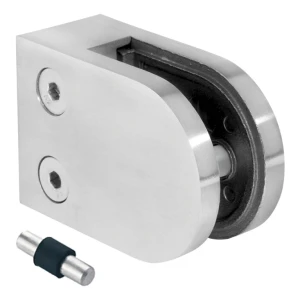 Fixation pour verre 50x40x26 mm pin verre 6-10,76 mm AISI 316 système plat satiné