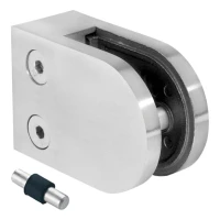 Support verre 6-10,76 mm 63x45x28 mm pin AISI 304 système plat satiné