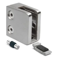 Support verre 6-10,76 mm 45x45x26 mm console et pin AISI 304 système plat poli