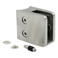 Support verre 8-12,76 mm 52x52x32 mm console et pin AISI 304 système 42,4 mm satiné