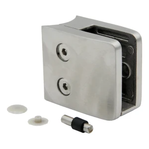 Support verre 8-12,76 mm 52x52x32 mm console et pin AISI 304 système 42,4 mm satiné