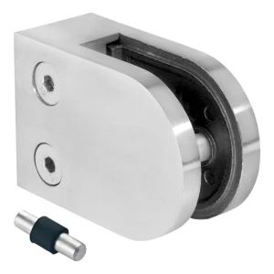 Support verre 6-12,76 mm 63x45x30 mm pin AISI 304 système plat satiné